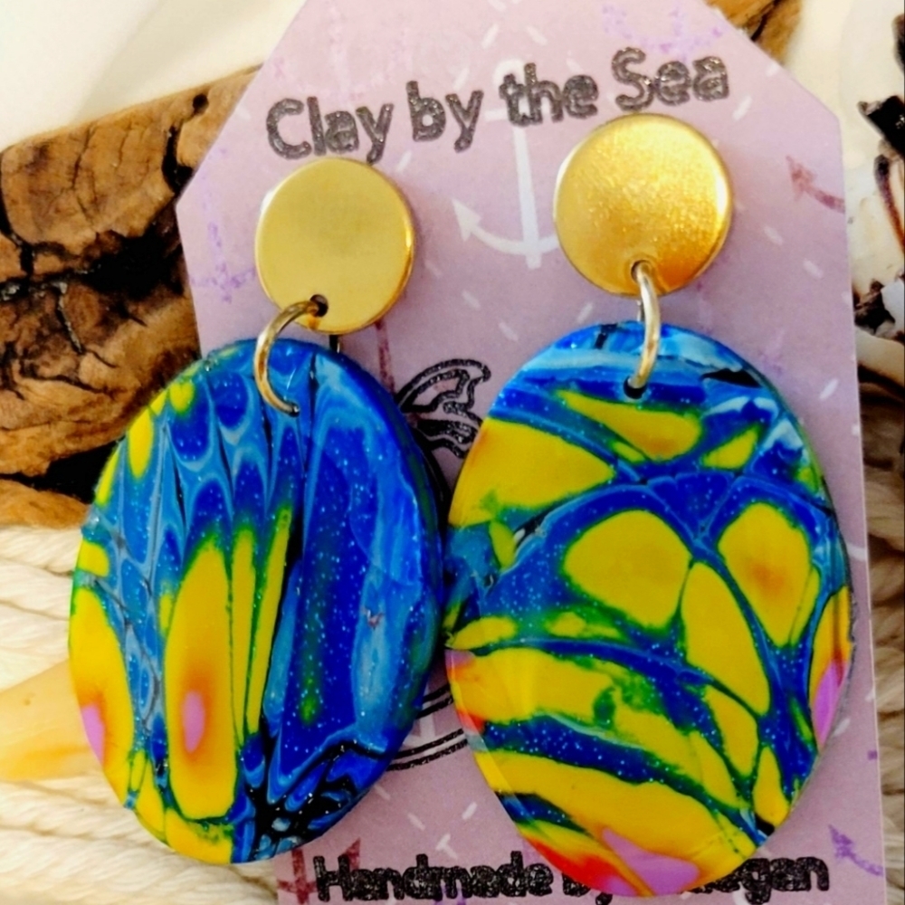 TieDye Polymer Clay Earrings